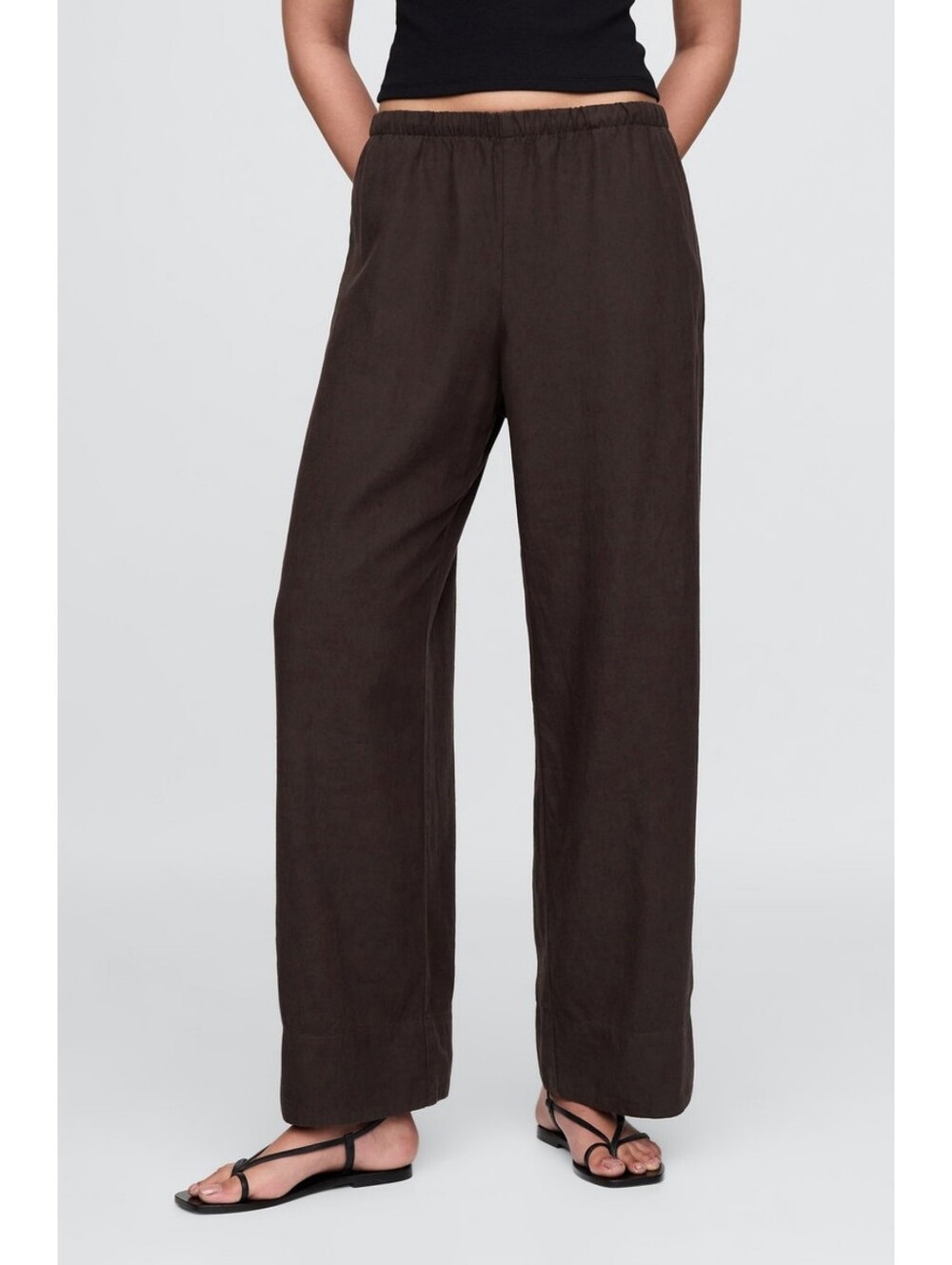 NEW Gap Linen Wide Leg Easy Pants Medium Tall Brown